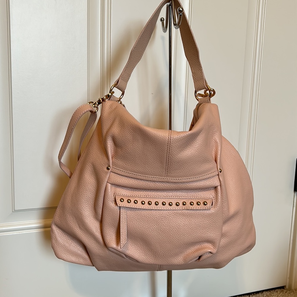 Laggo ($420 Ret) blush pink pebbled leather shoulder bag- Amazing Condition!